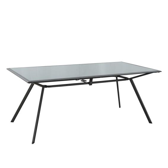 Dining table sena square glass top grey steel 180cm x 90cm