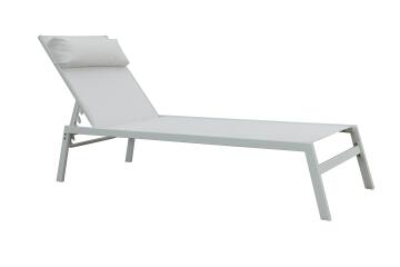 Naterial Riba Steel & Textile Pool Lounger White W92cmxL199cm 