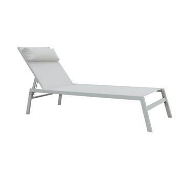 Naterial Riba Steel & Textile Pool Lounger White W92cmxL199cm 