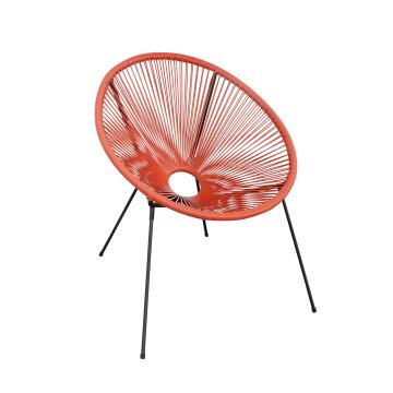 Acapulco Rattan & Steel Round Patio Chair Terracotta Red