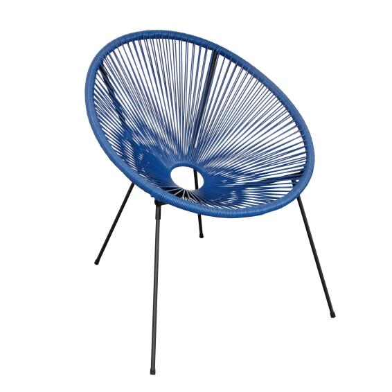 Acapulco Rattan Steel Round Patio Chair Mykonos Blue LEROY