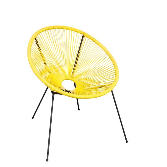 Acapulco Rattan Steel Round Patio Chair Lemon Yellow