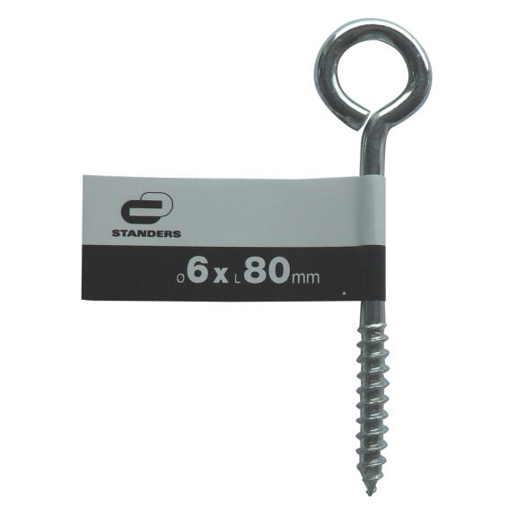 Eye screw zinc plated steel 6.0x80mm 4pc standers
