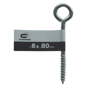 Eye screw zinc plated steel 6.0x80mm 4pc standers