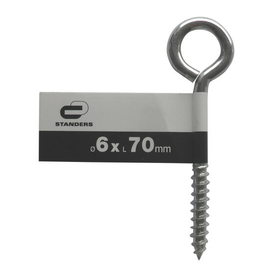 Eye screw zinc plated steel 6.0x70mm standers