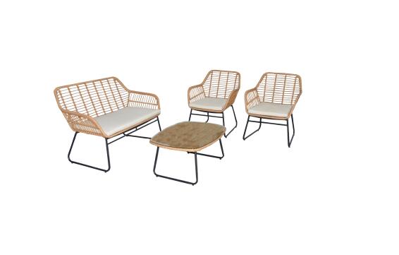 Bambu Steel & Wicker 4 Piece Patio Set Natural
