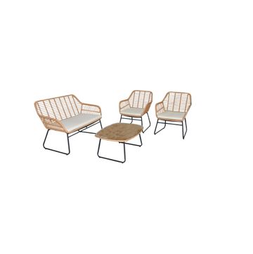 Bambu Steel & Wicker 4 Piece Patio Set Natural