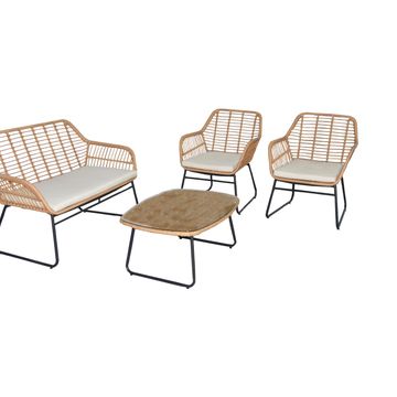 Bambu Steel & Wicker 4 Piece Patio Set Natural