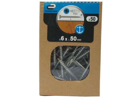 Chipboard screws countersunk pozidriv 6x50mm 50pc standers