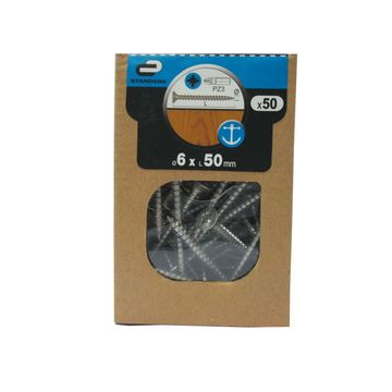 Chipboard screws countersunk pozidriv 6x50mm 50pc standers