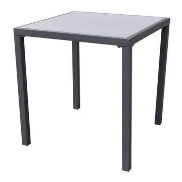 Table fix steel glass dark grey 70cm x 70cm