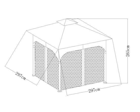 STEEL FRAME FOR GAZEBO 3 M X 3 M X 2.7M GREY