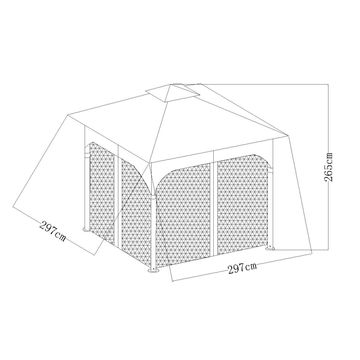 STEEL FRAME FOR GAZEBO 3 M X 3 M X 2.7M GREY