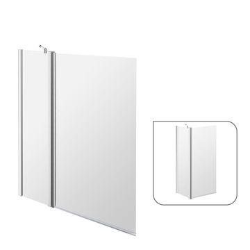 Bath screen Essential chrome fixed screen with 5mm clear glass 35x140cm with a 68cm pivot panel