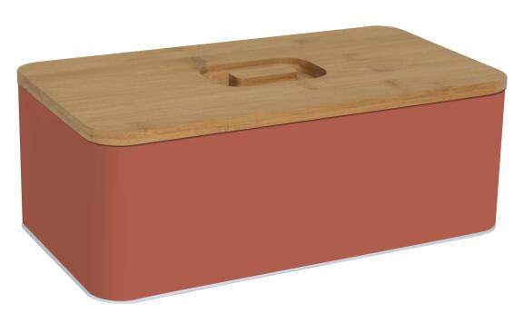 Kitchen Bread Bin Metal Terracotta 