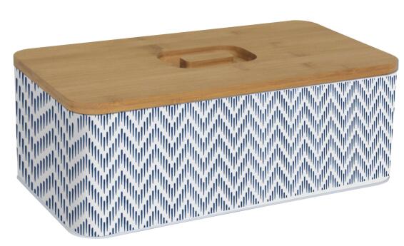 Bread Bin Metal Blue Drops