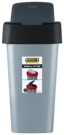 ADDIS SWING OR LIFT BIN PEWTER 25L
