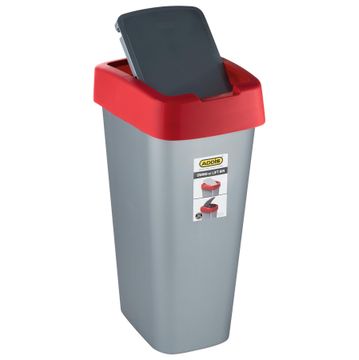 ADDIS SWING OR LIFT BIN SILVER & RED 25L