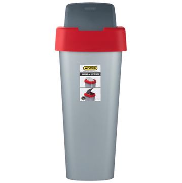 ADDIS SWING OR LIFT BIN SLIVER & RED 50L