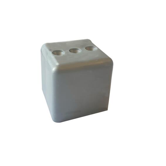 Plastic bun foot, square, 60mm, grey, fit