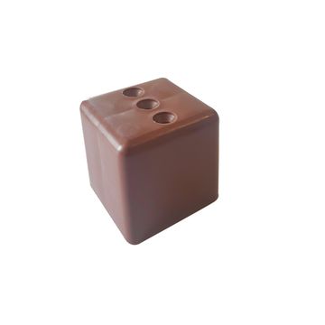 Plastic bun foot, square, 60mm, brown, fit