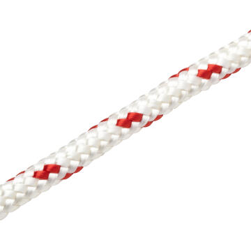 Braided polyester rope white & red 8.0mm 250kg standers