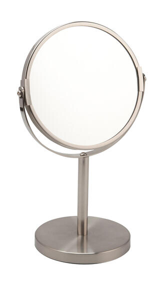 Two Sided Magnifying Freestanding Mirror Brushed 15cm