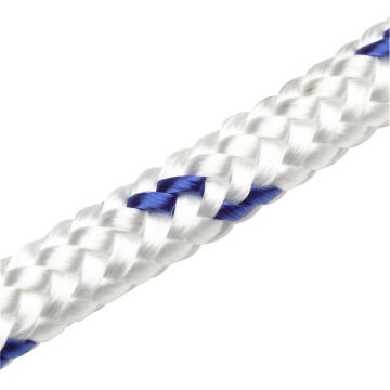 Braided polyester rope white & blue 10.0mm 375kg standers