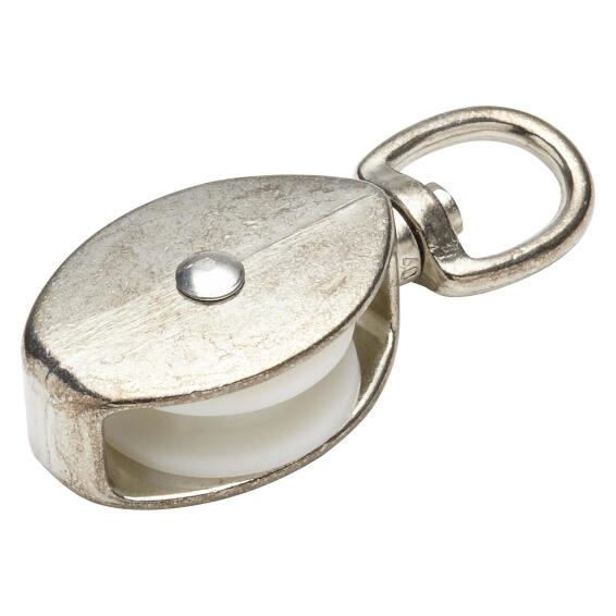 Hoist pulley with rotating hook nylon wheel 40mm 45kg for 10mm cord standers