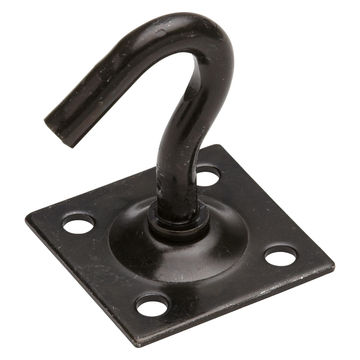 Fixed hook with mounting plate black 8x45x45mm standers