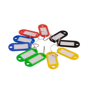 Plastic key ring tag holders assorted colours 10pc standers
