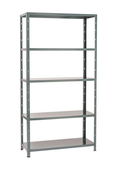 Spaceo metal shelving 5 tiers grey w100xd40xh193cm