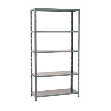 Spaceo metal shelving 5 tiers grey w100xd40xh193cm