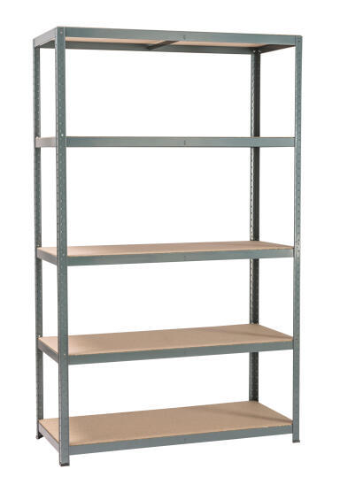 Spaceo mdf board & metal shelving 5 tiers grey w120xd50xh196