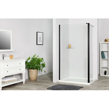 Shower deflector Remix black with 8mm clear glass 40x200cm