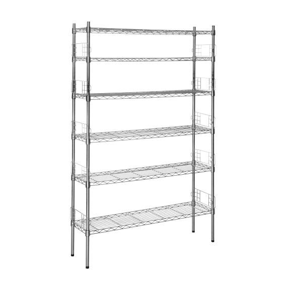 BOOK SHELF CHROME 6 TIER 91X25X144CM