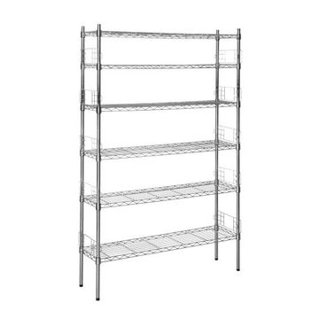 BOOK SHELF CHROME 6 TIER 91X25X144CM