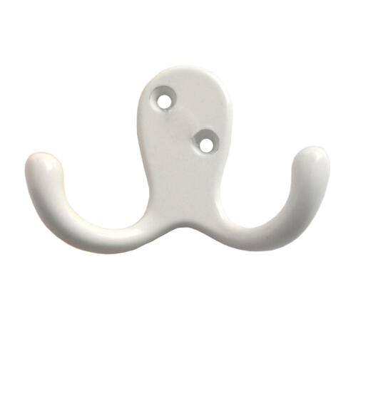 Coat Hook White Zinc Alloy 2 Hooks