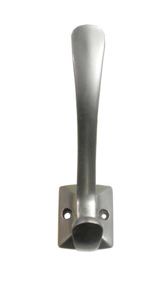 Coat Hook, Satin Nickel, 2 Hooks, Zinc Alloy