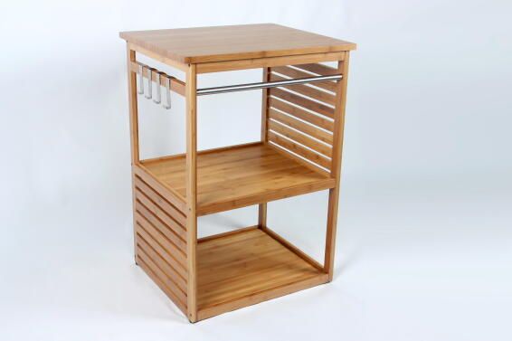 Cabinet vanity set with 4 stainless steel hooks natural SENSEA bamboo 60x50x85cm