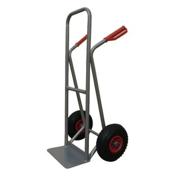 Rigid steel trolley 200kg grey with red handle