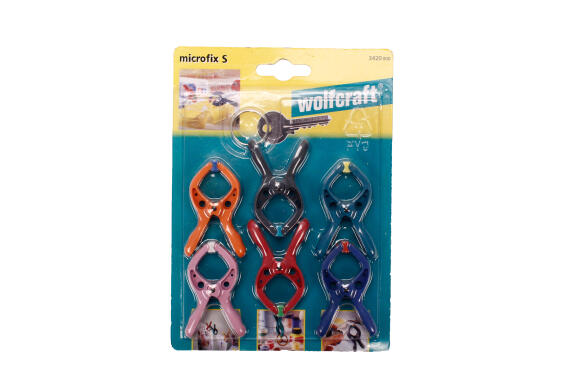 Set of 6 microfix spring clamps WOLFCRAFT