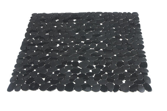 Sensea Stone square anti-slip bathmat black W54cmxD54cm