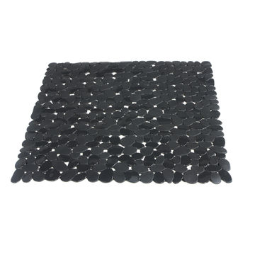 Sensea Stone square anti-slip bathmat black W54cmxD54cm