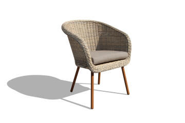 CHAIR 63X61X83CM,BRUSHED ALUM/PE WICKER/POLYESTER,NATURAL COLOR