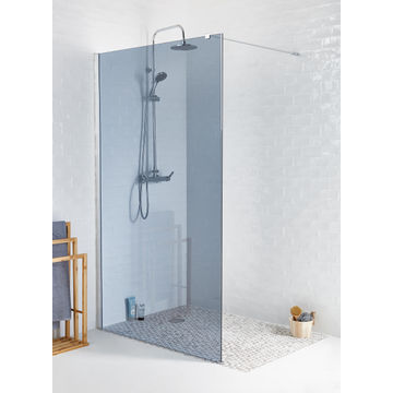  Sensea Remix Shower screen And Arm brush Nickel With Smoked Glass W100cmxD5.3cmxH200cm