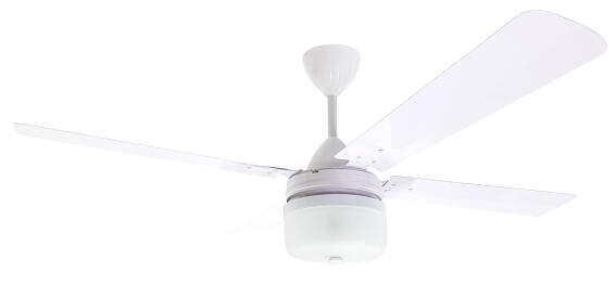Solent High Breeze Ceiling Fan 4 Blades 1200mm White with Cleo Light Kit
