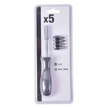 1/4 ratchet + 4 screwdrivers bits set