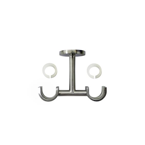 1pc c double fix curtain bracket glam chrome brushed d20/d28 95/90mm inspire