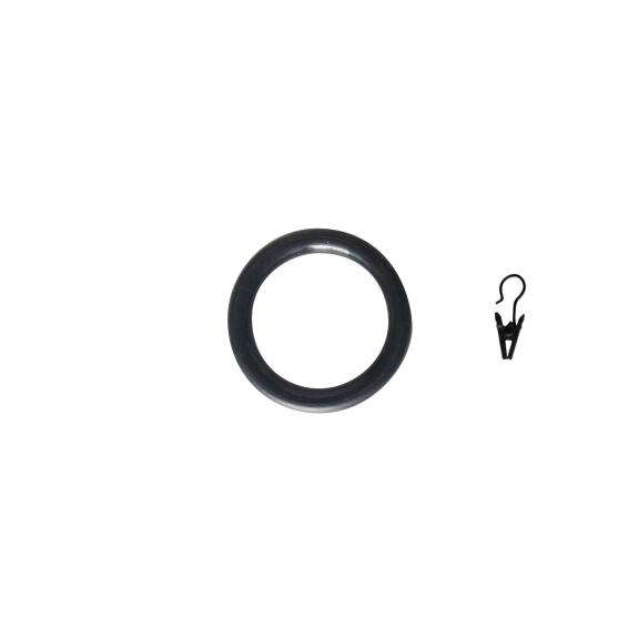 Inspire  graphite curtain ring clips matt black 20mm 10pce